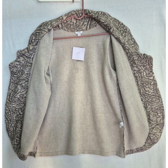 J.Jill Women's L Mocha Textured Paisley Pure Jill Curved Front Printed Cardi - Picture 7 of 12